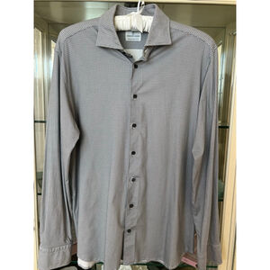 NWOT Emanuel Berg Gray Black Patterned Casual Button Down Shirt L